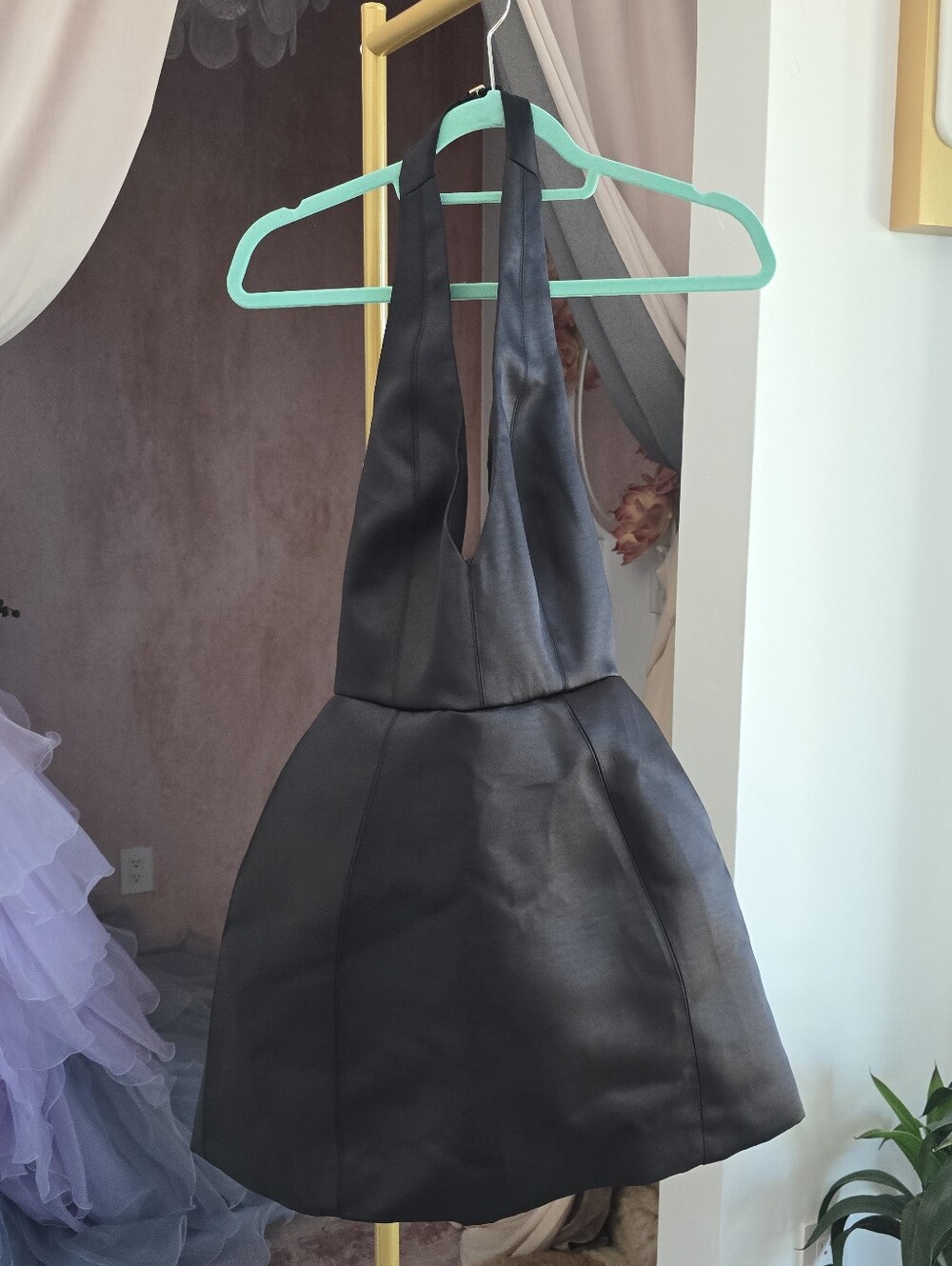 Oh Polly Black Backless Halter Mini Dress